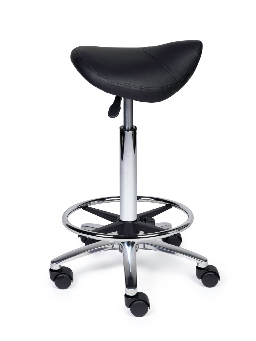 Ergonomischer Sattelhocker Kompakt Schwarz auf Rollen