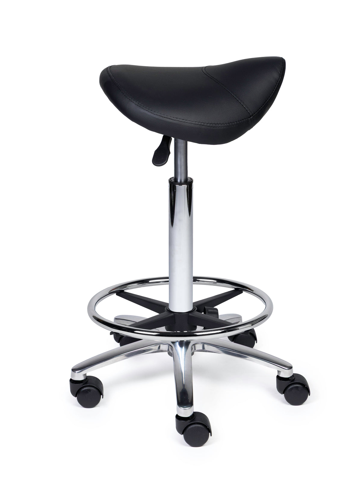 Ergonomischer Sattelhocker Kompakt Schwarz auf Rollen