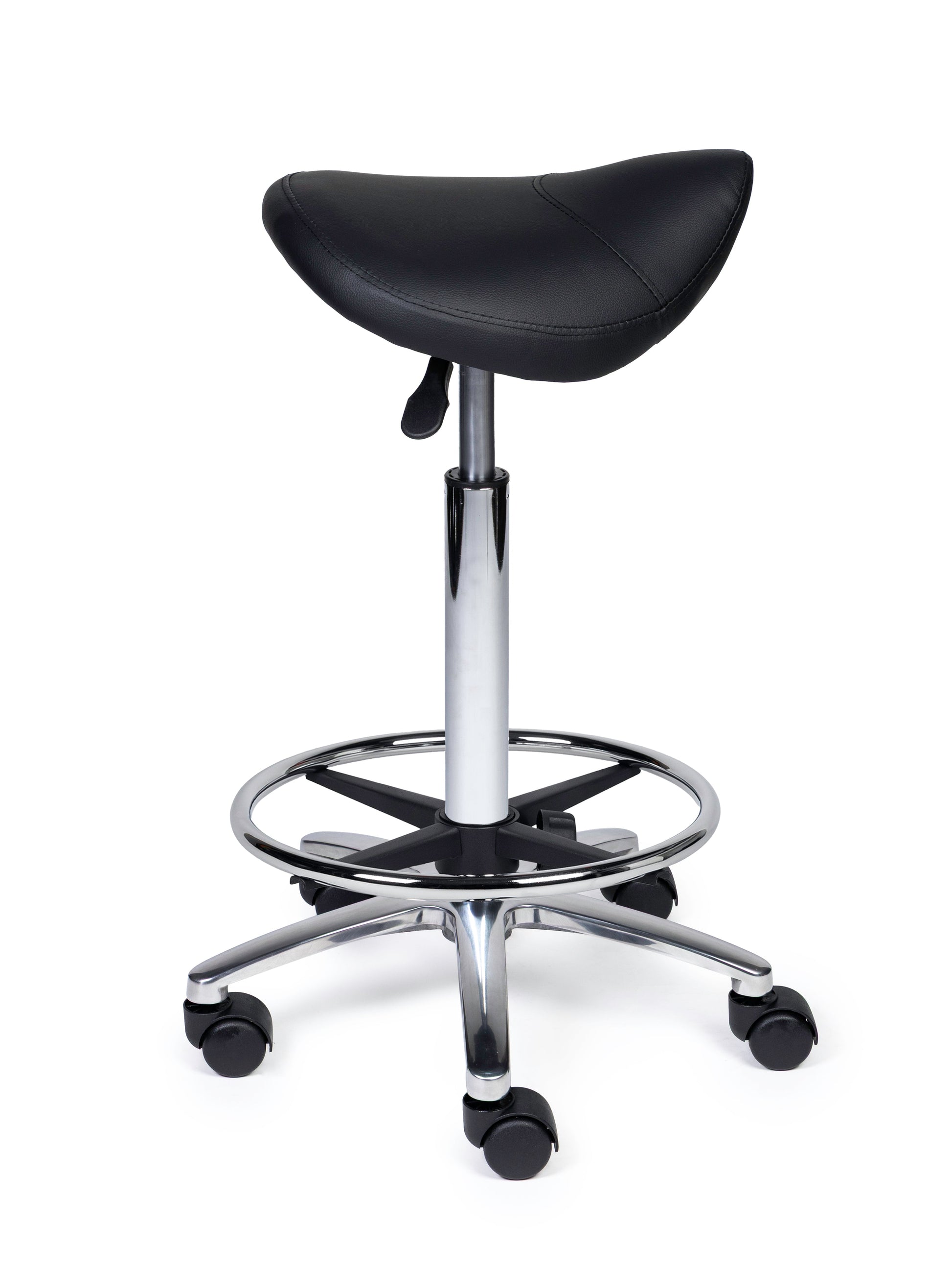 Ergonomischer Sattelhocker Kompakt Schwarz auf Rollen