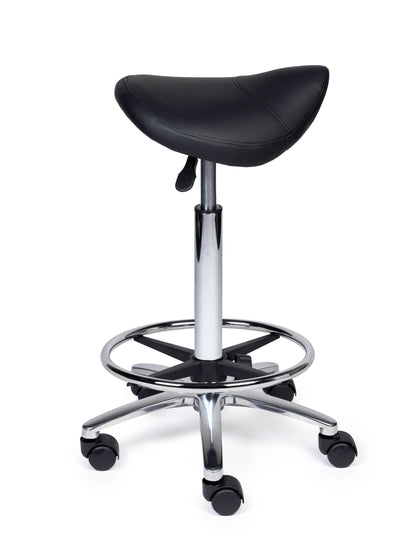 Ergonomischer Sattelhocker Kompakt Schwarz auf Rollen