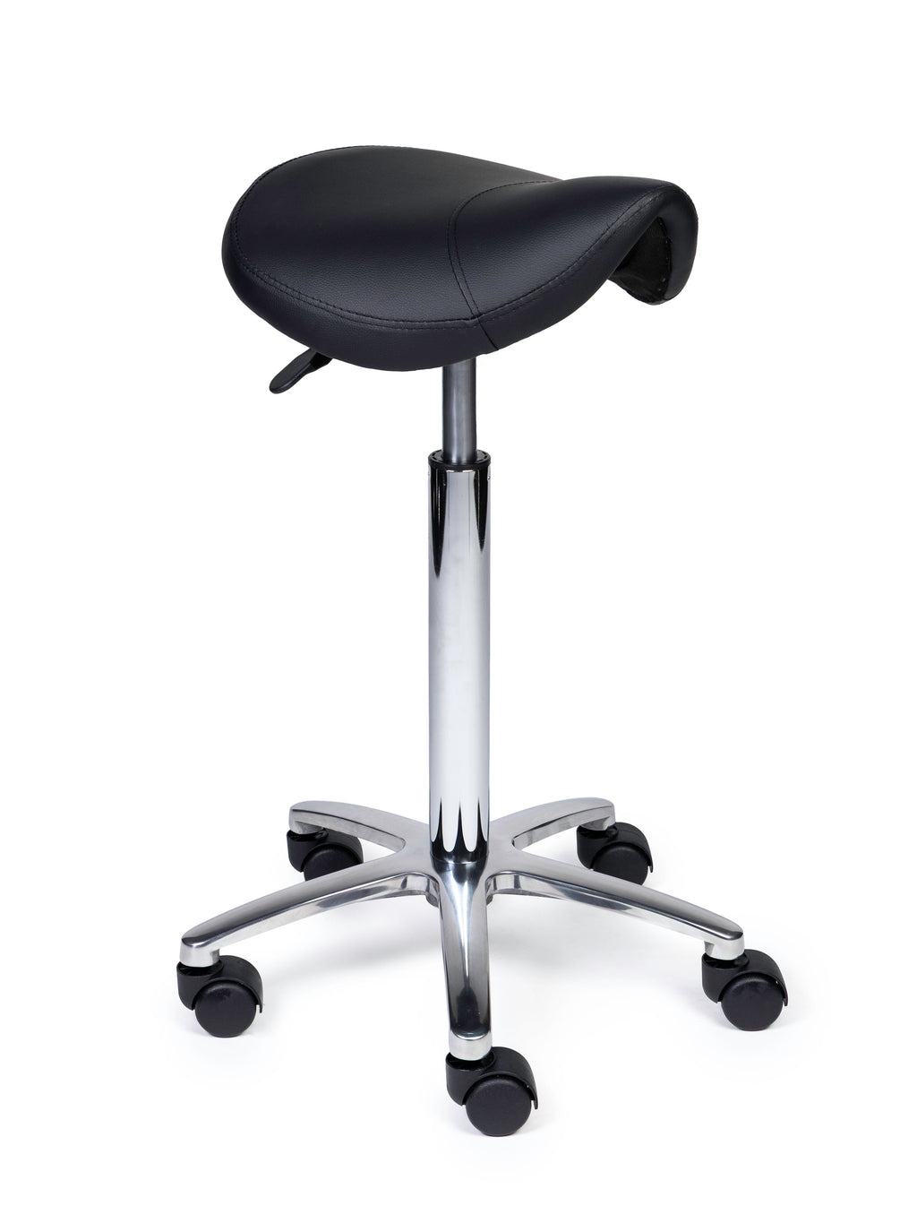Ergonomischer Sattelhocker Kompakt Schwarz auf Rollen