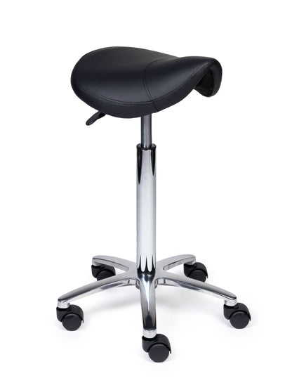 Ergonomischer Sattelhocker Kompakt Schwarz auf Rollen