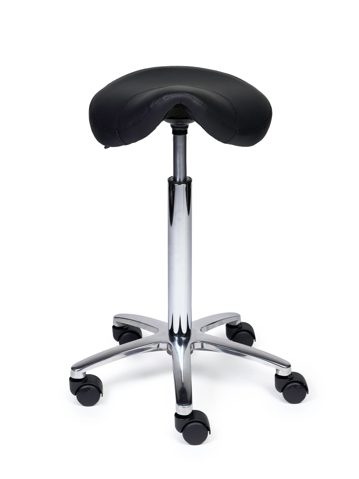 Ergonomischer Sattelhocker Kompakt Schwarz auf Rollen