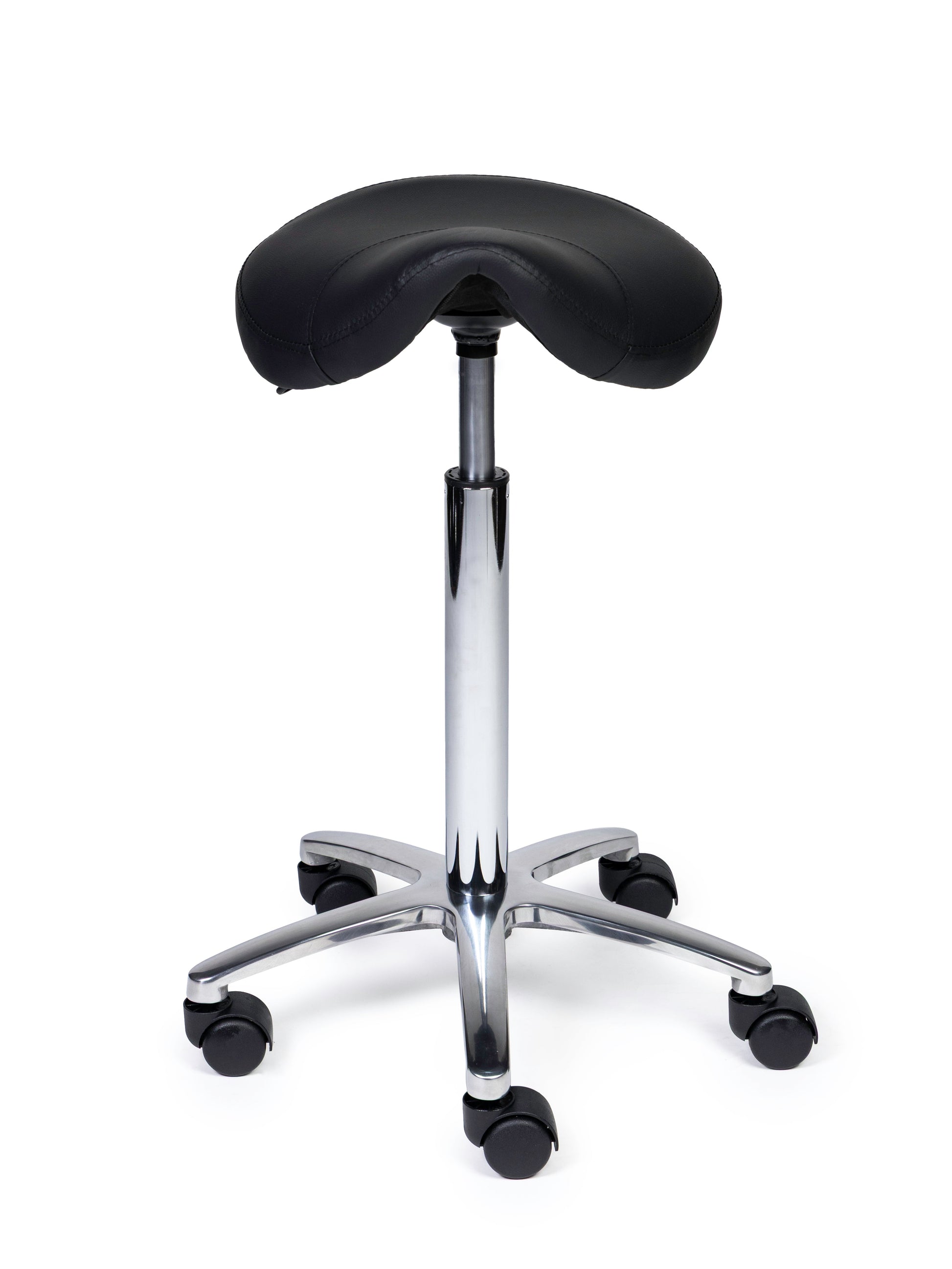 Ergonomischer Sattelhocker Kompakt Schwarz auf Rollen