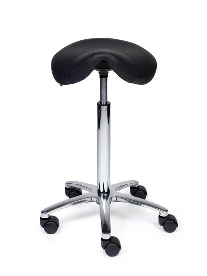 Ergonomischer Sattelhocker Kompakt Schwarz auf Rollen