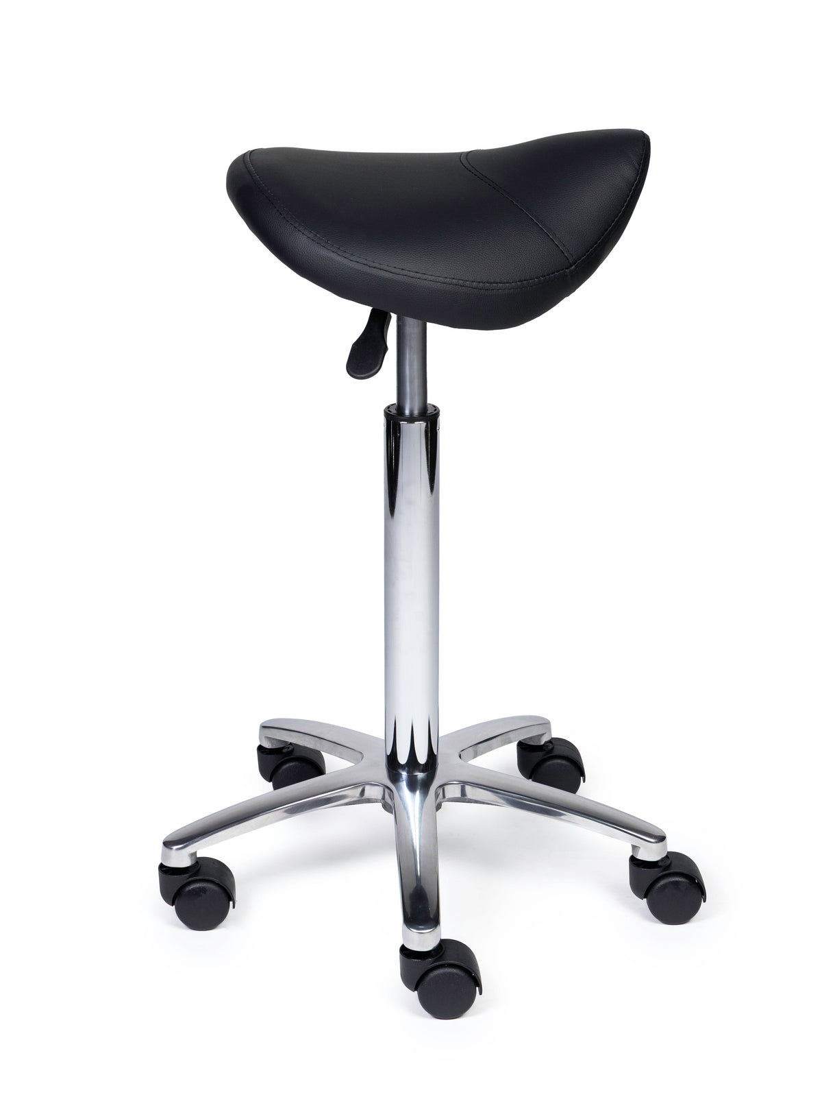 Ergonomischer Sattelhocker Kompakt Schwarz auf Rollen