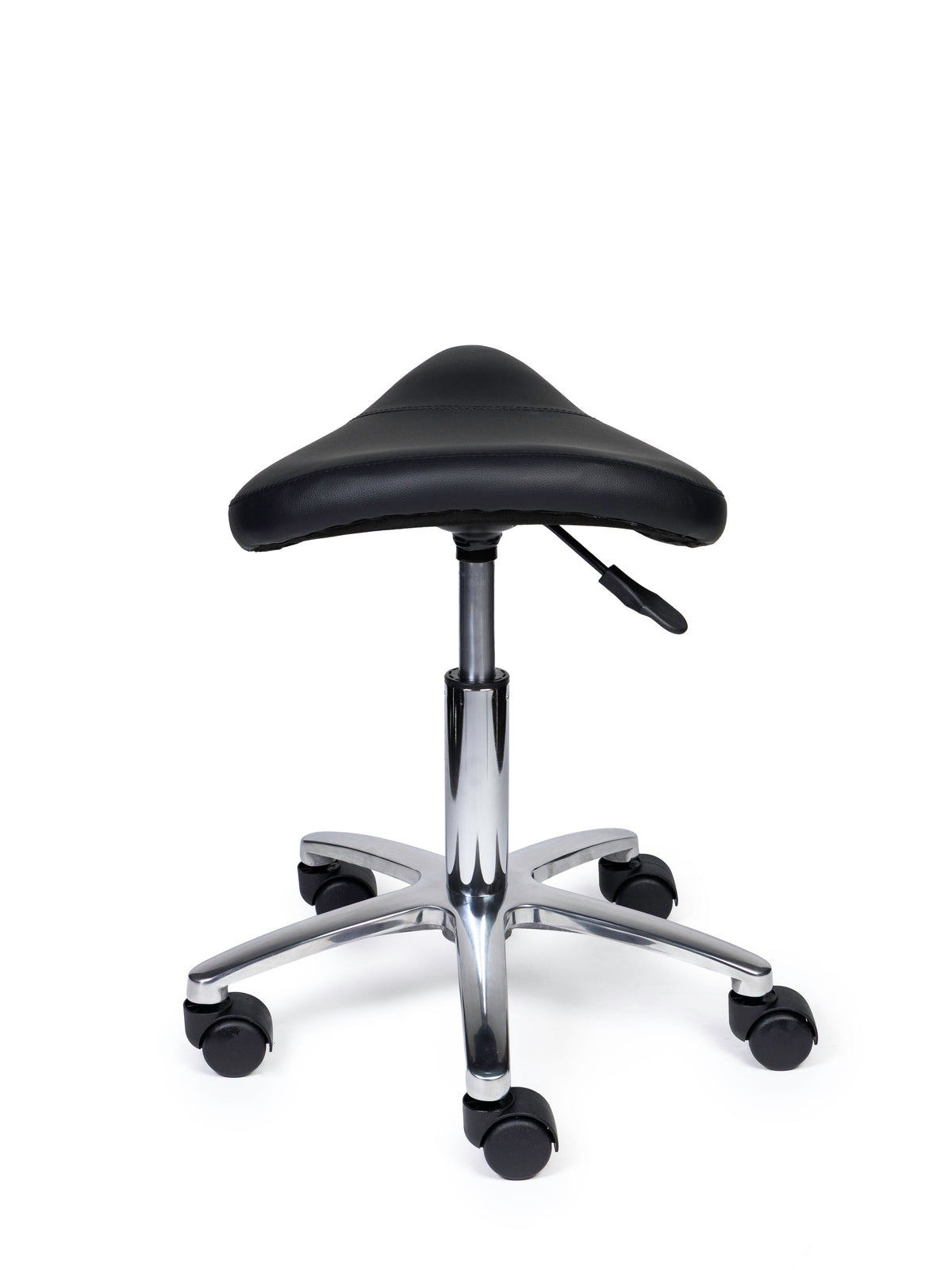 Ergonomischer Sattelhocker Kompakt Schwarz auf Rollen