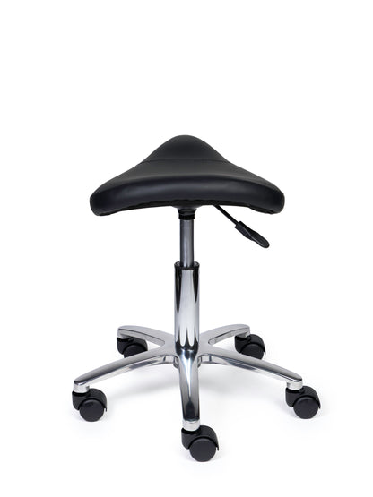 Ergonomischer Sattelhocker Kompakt Schwarz auf Rollen