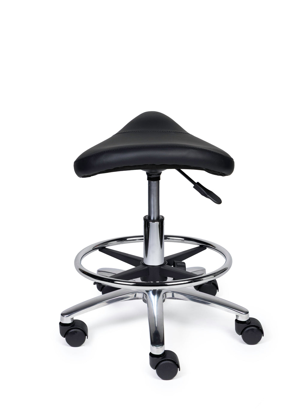 Ergonomischer Sattelhocker Kompakt Schwarz auf Rollen