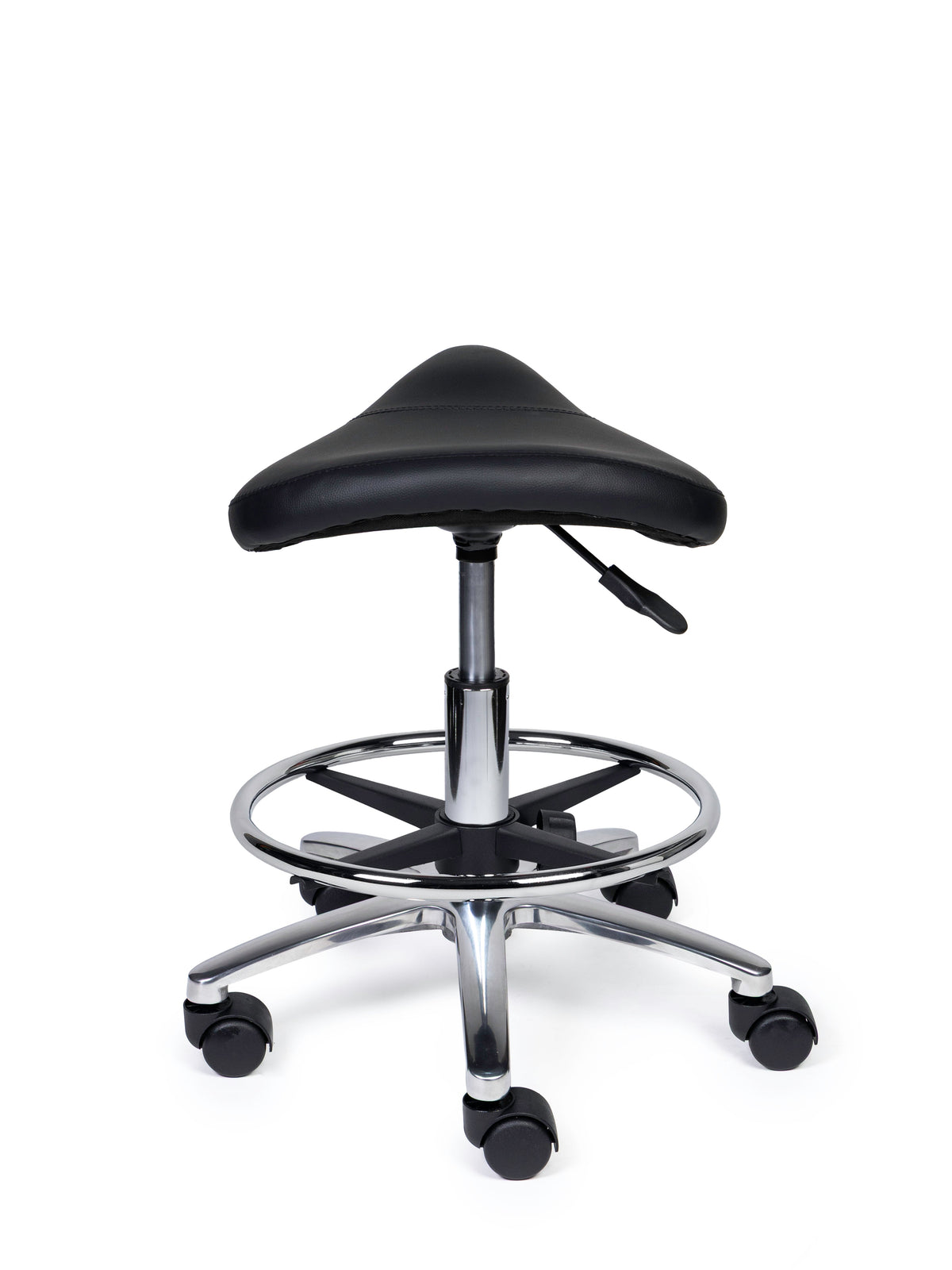 Ergonomischer Sattelhocker Kompakt Schwarz auf Rollen