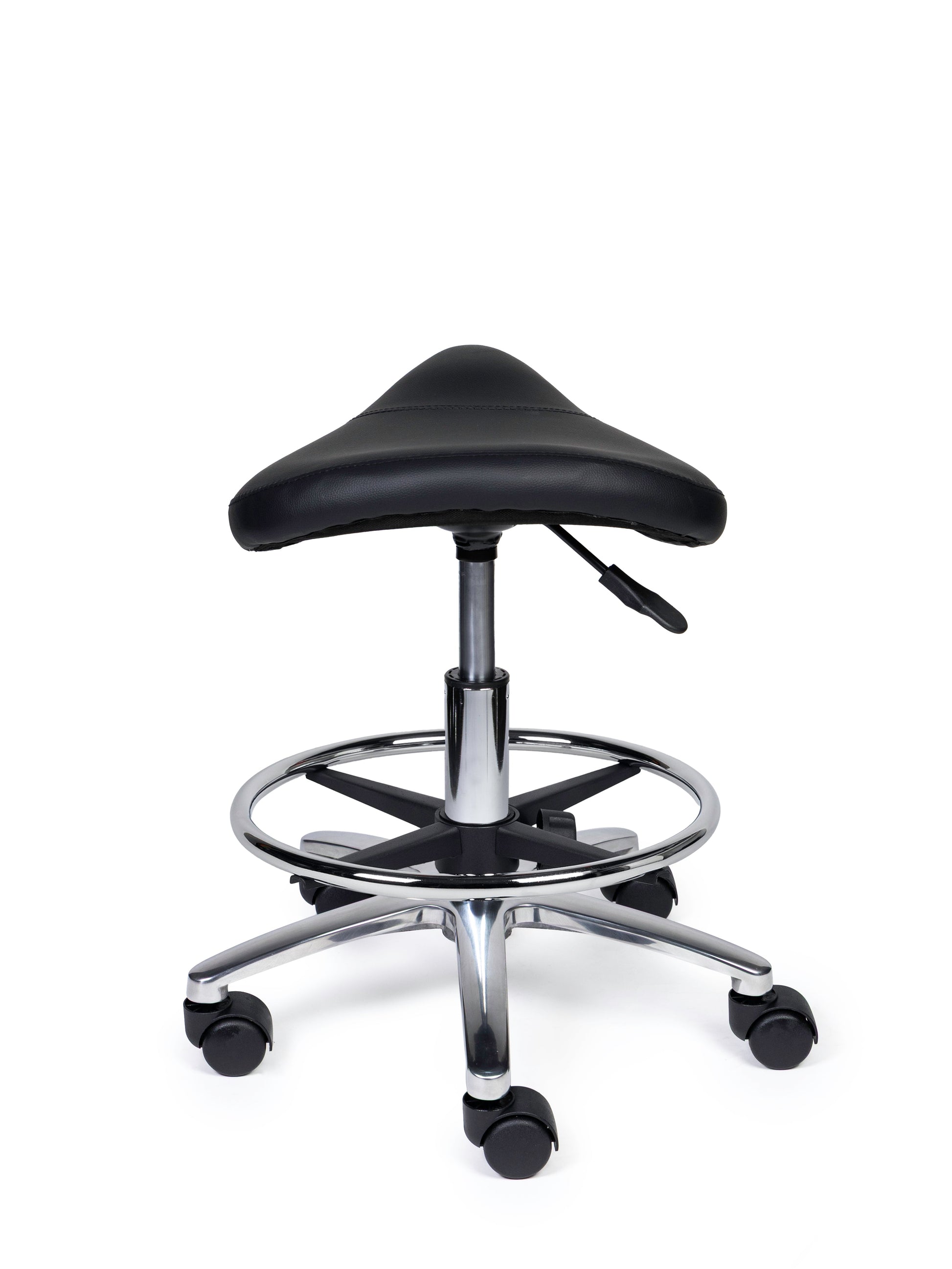 Ergonomischer Sattelhocker Kompakt Schwarz auf Rollen