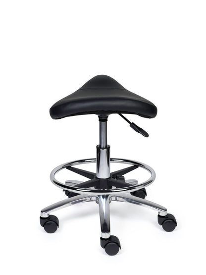 Ergonomischer Sattelhocker Kompakt Schwarz auf Rollen