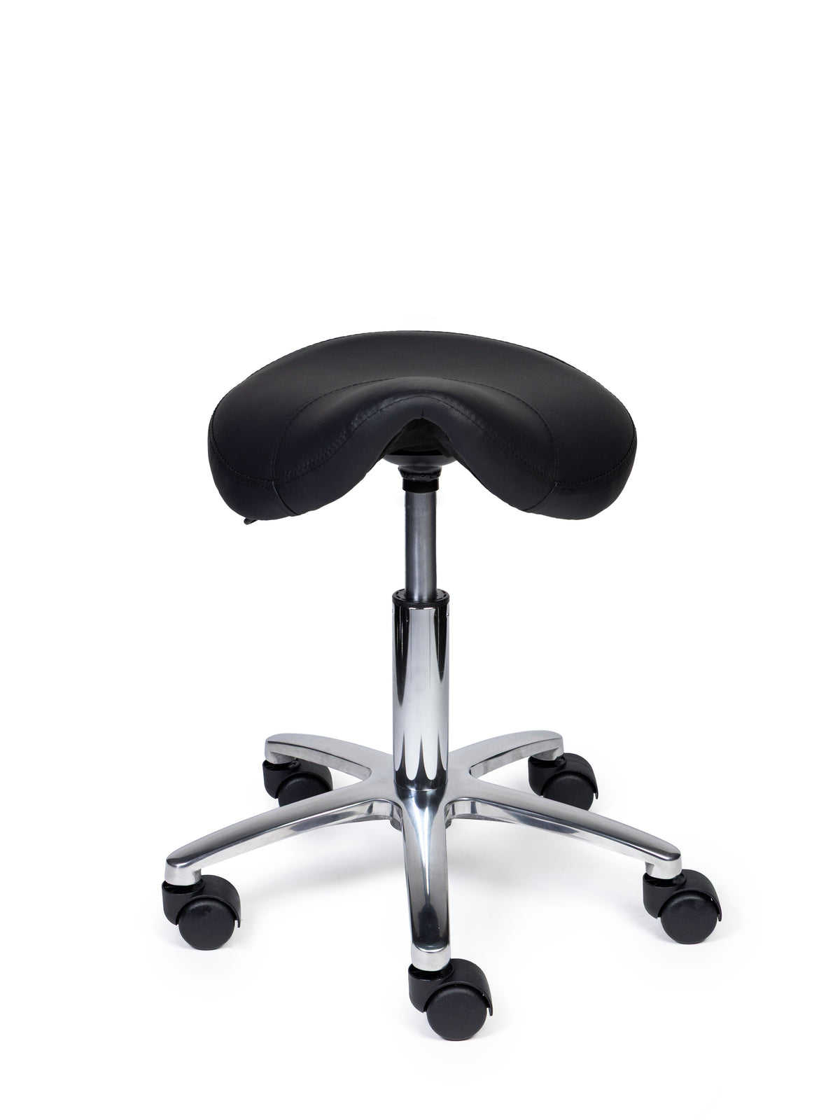 Ergonomischer Sattelhocker Kompakt Schwarz auf Rollen