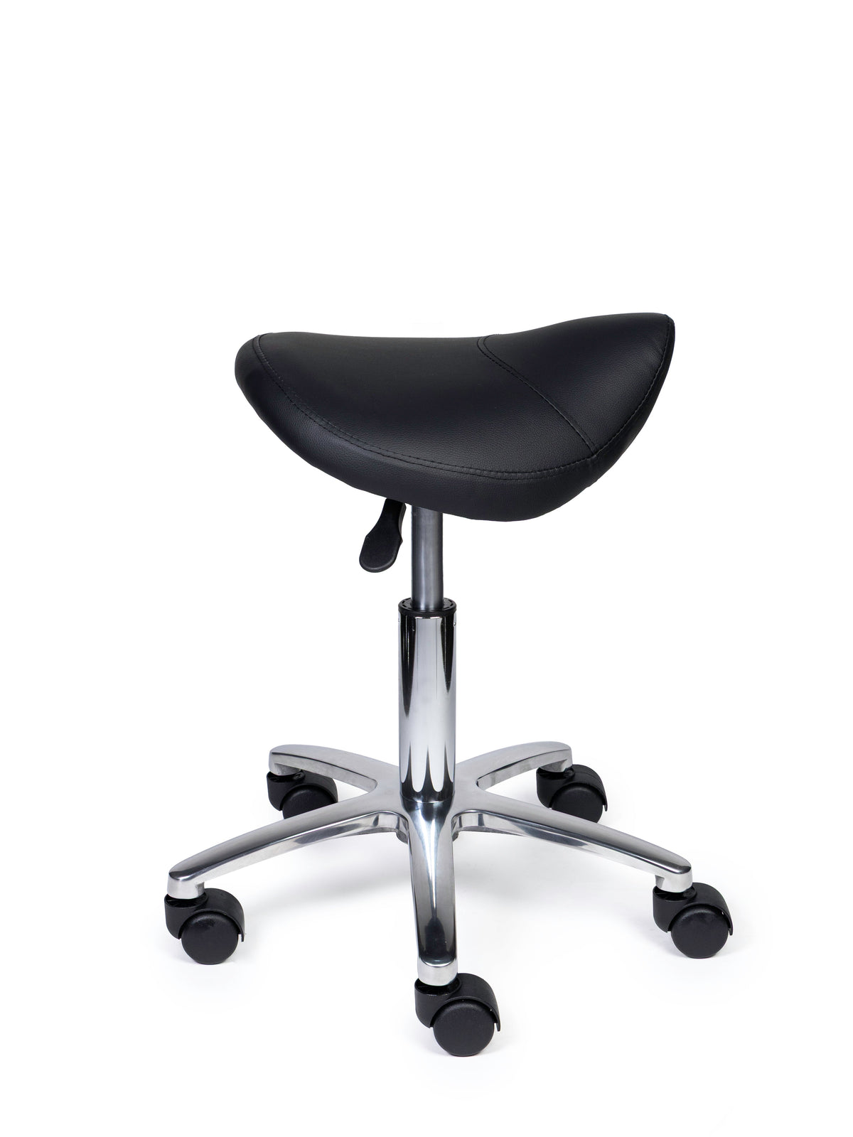 Ergonomischer Sattelhocker Kompakt Schwarz auf Rollen