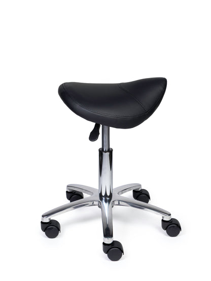 Ergonomischer Sattelhocker Kompakt Schwarz auf Rollen