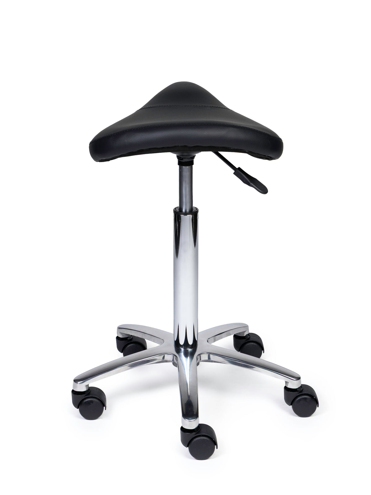 Ergonomischer Sattelhocker Kompakt Schwarz auf Rollen