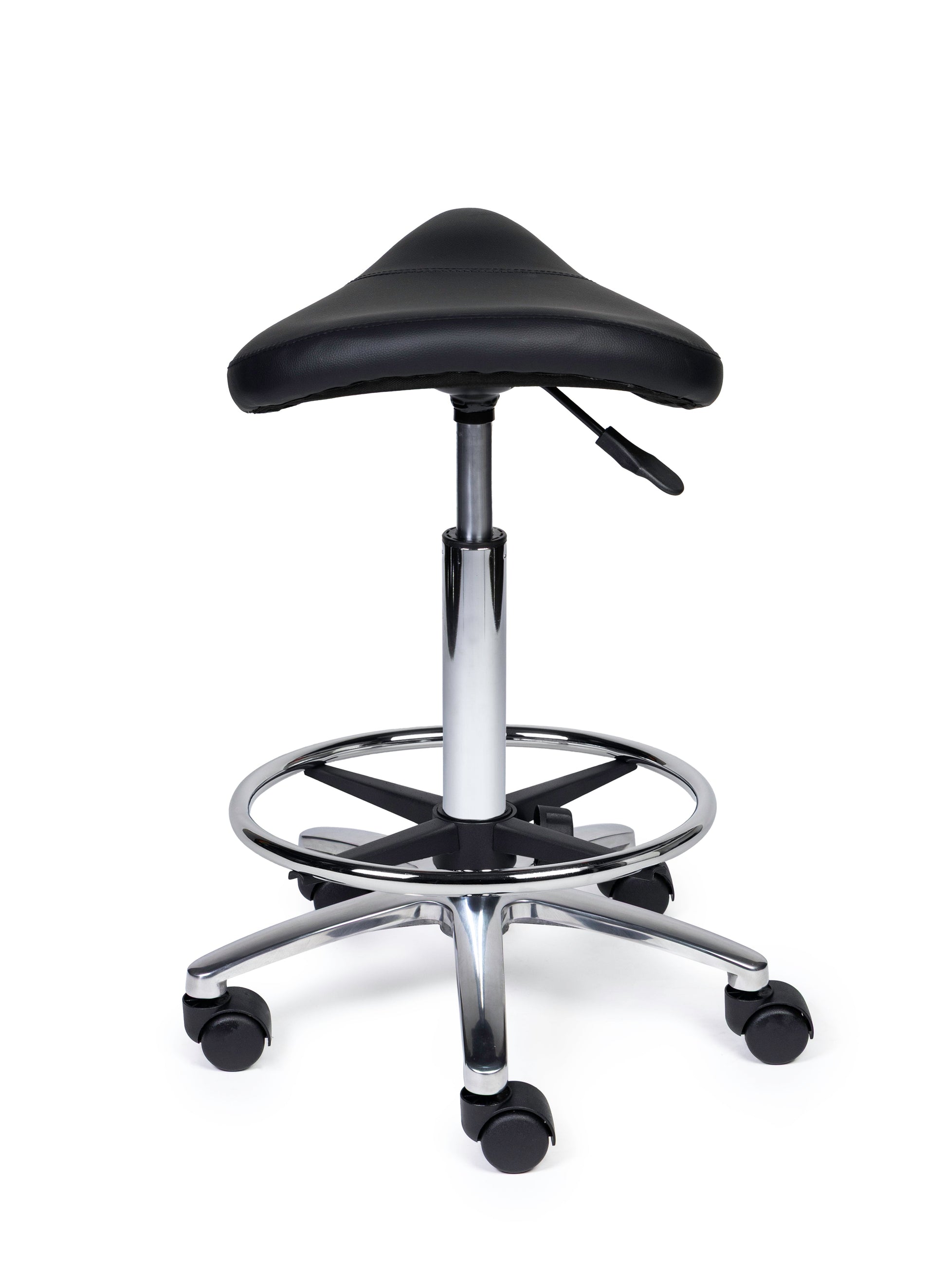 Ergonomischer Sattelhocker Kompakt Schwarz auf Rollen