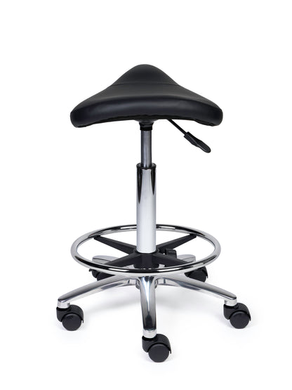Ergonomischer Sattelhocker Kompakt Schwarz auf Rollen