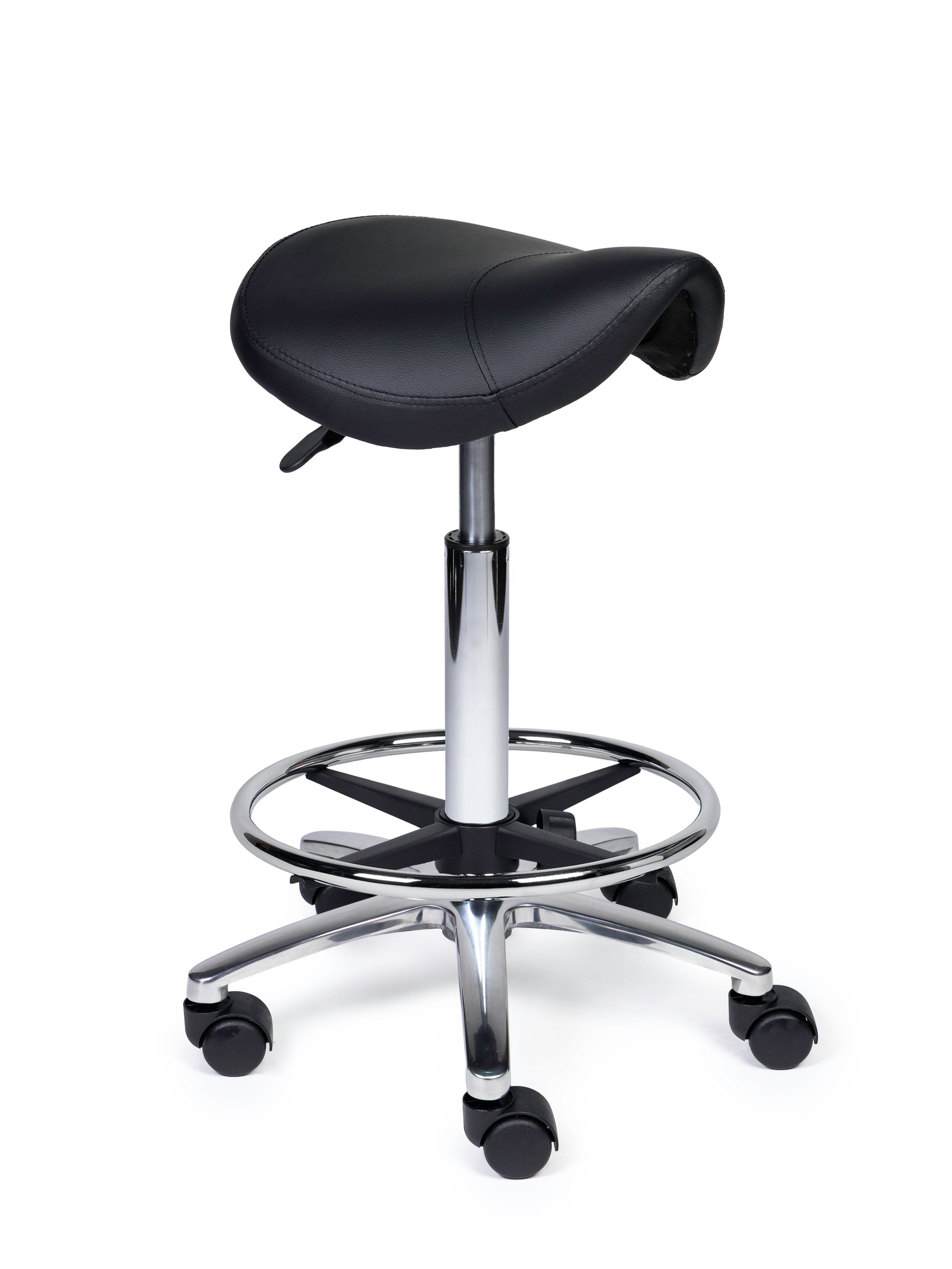 Ergonomischer Sattelhocker Kompakt Schwarz auf Rollen