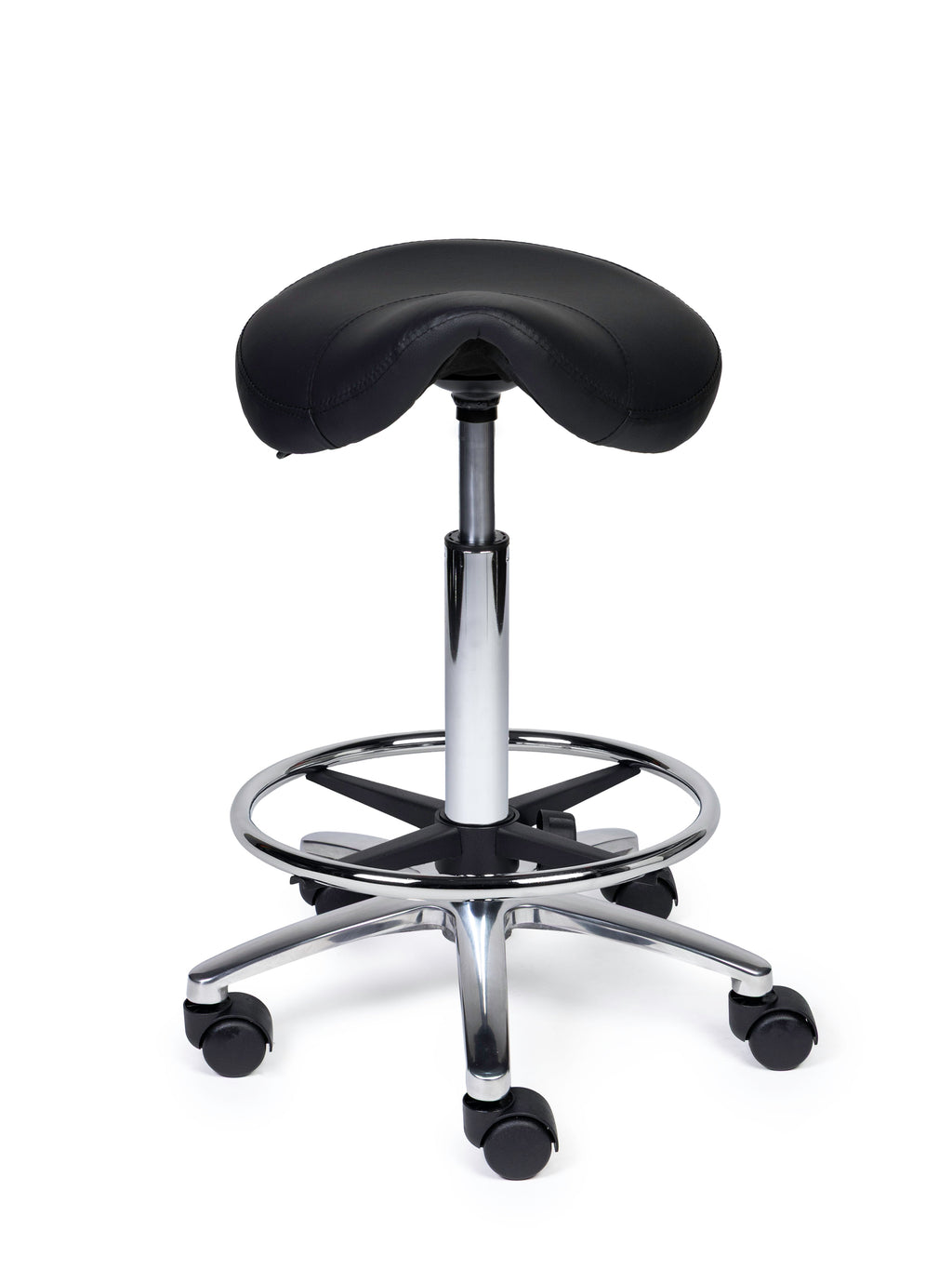 Ergonomischer Sattelhocker Kompakt Schwarz auf Rollen