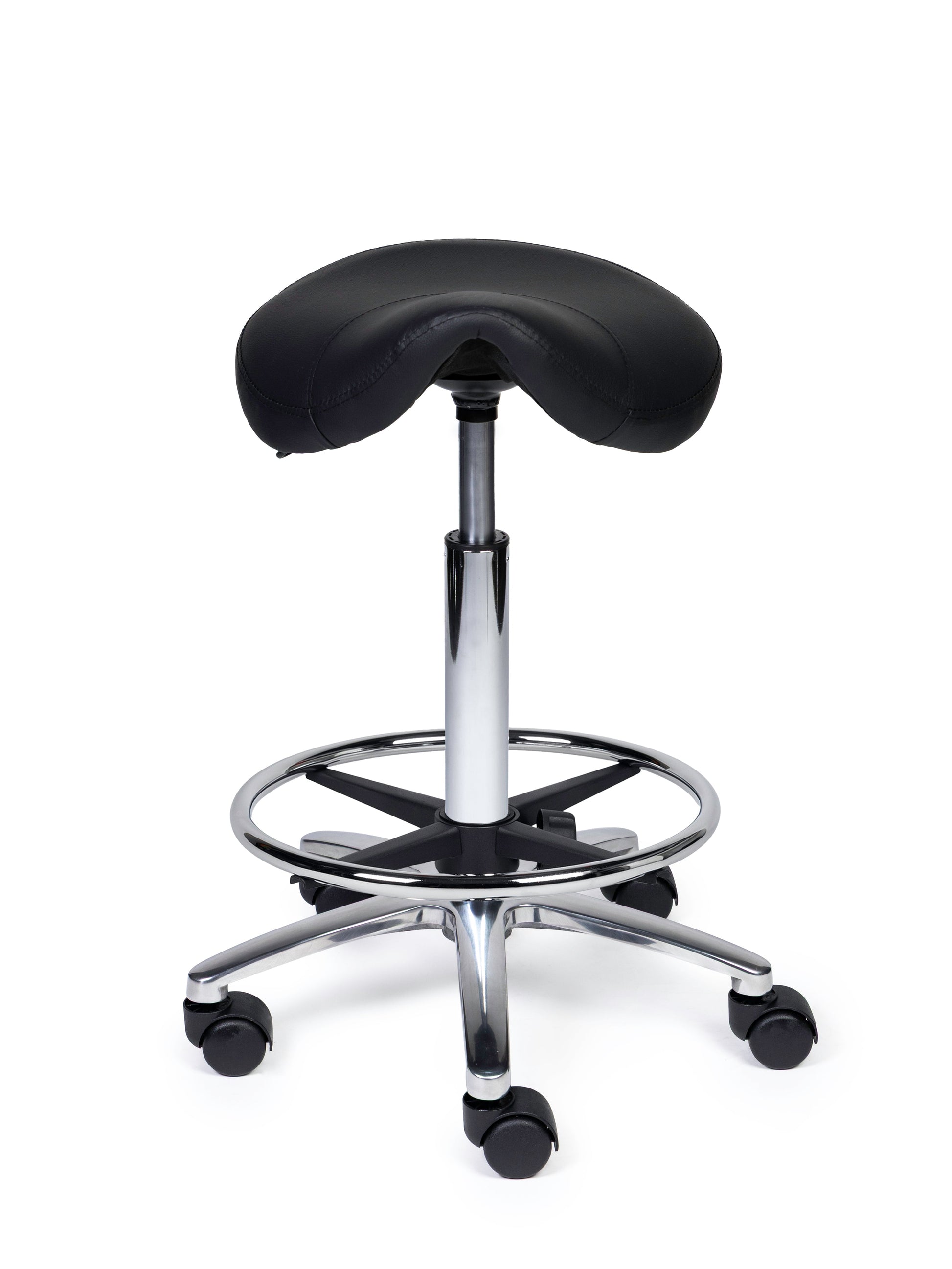 Ergonomischer Sattelhocker Kompakt Schwarz auf Rollen