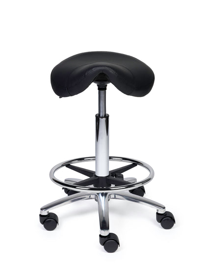 Ergonomischer Sattelhocker Kompakt Schwarz auf Rollen