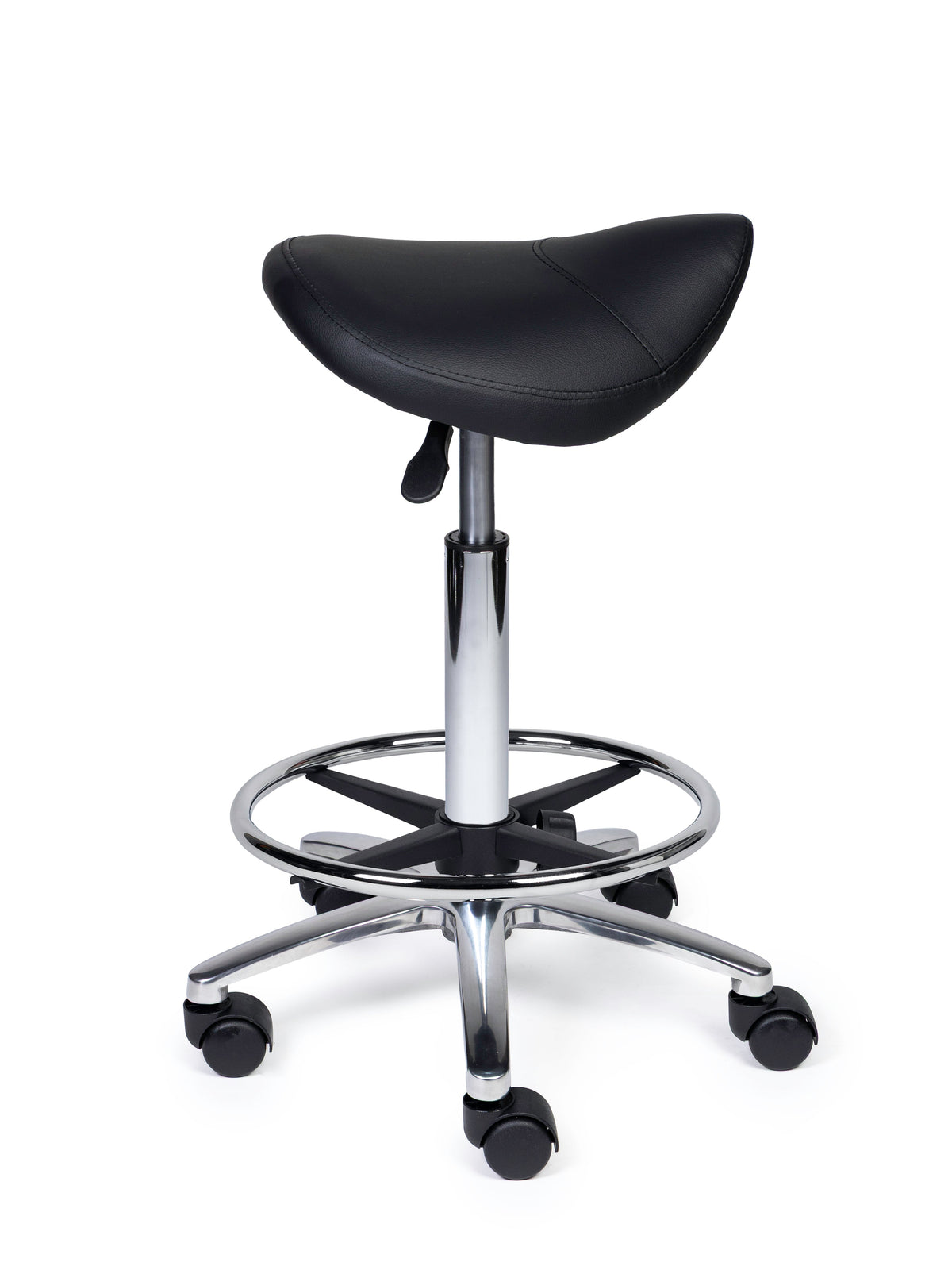 Ergonomischer Sattelhocker Kompakt Schwarz auf Rollen