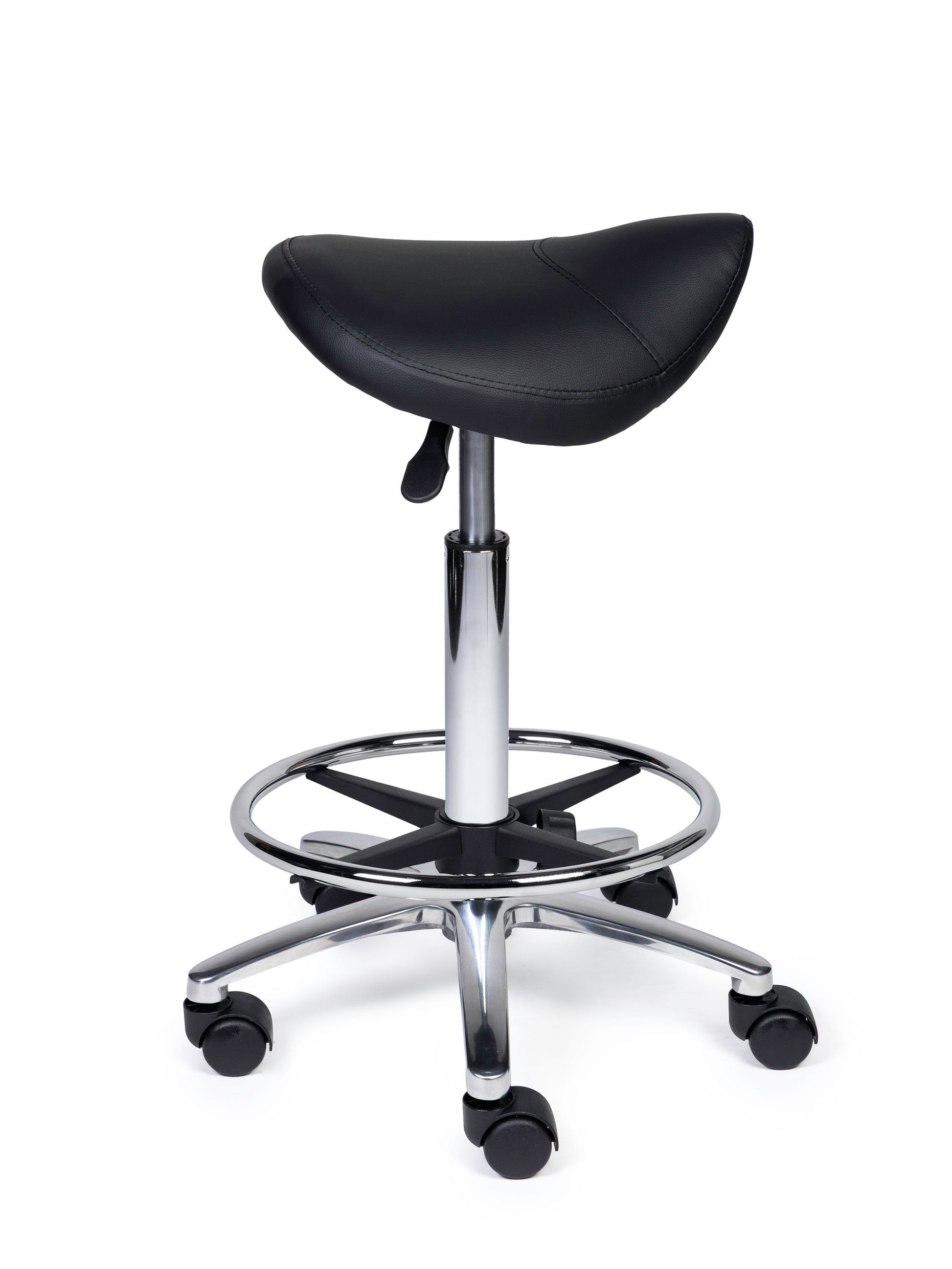 Ergonomischer Sattelhocker Kompakt Schwarz auf Rollen