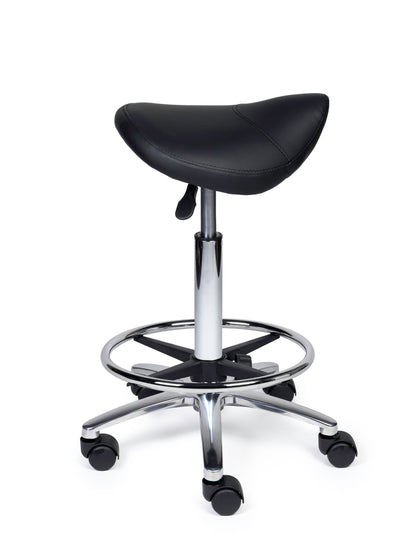 Ergonomischer Sattelhocker Kompakt Schwarz auf Rollen