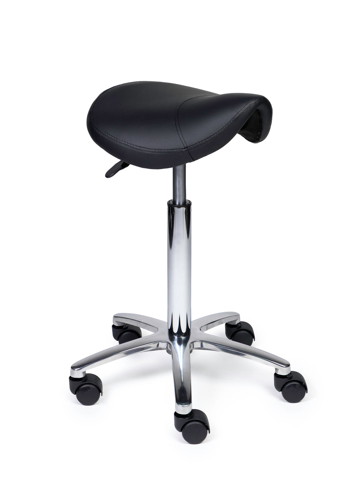 Ergonomischer Sattelhocker Kompakt Schwarz auf Rollen