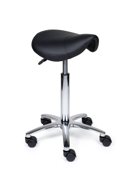 Ergonomischer Sattelhocker Kompakt Schwarz auf Rollen