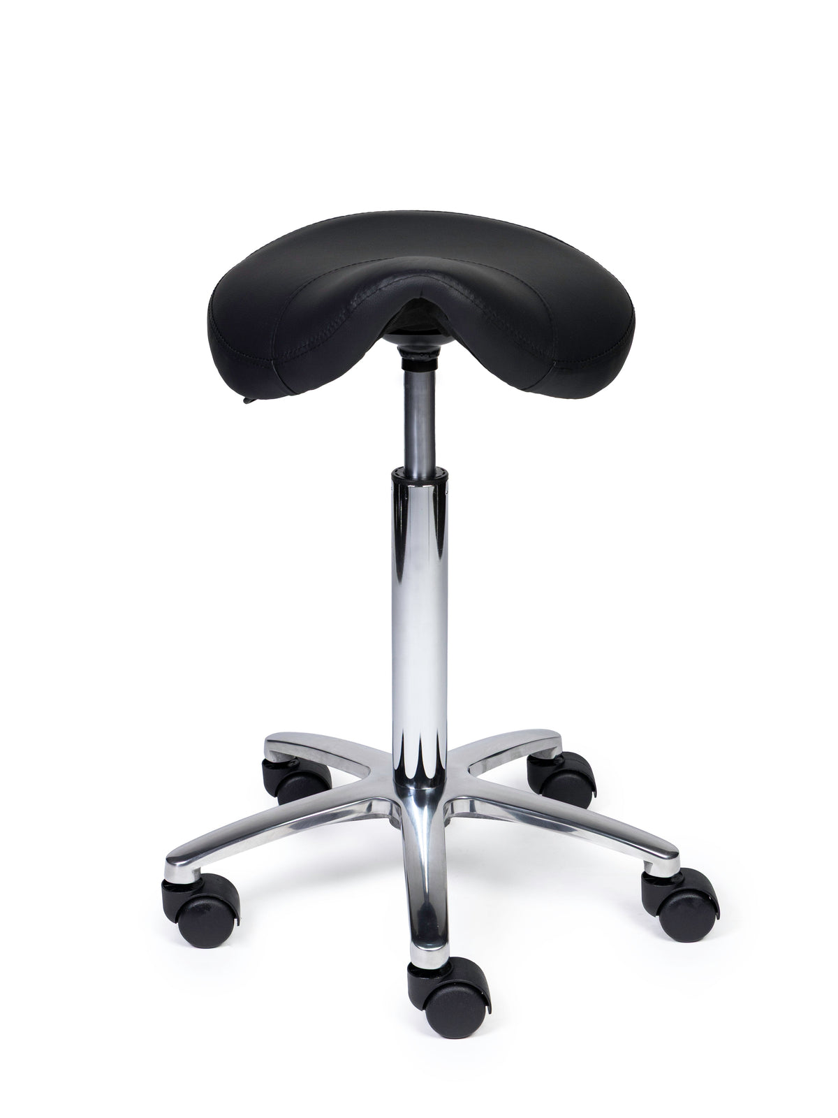 Ergonomischer Sattelhocker Kompakt Schwarz auf Rollen
