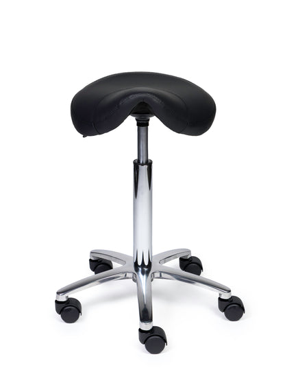 Ergonomischer Sattelhocker Kompakt Schwarz auf Rollen