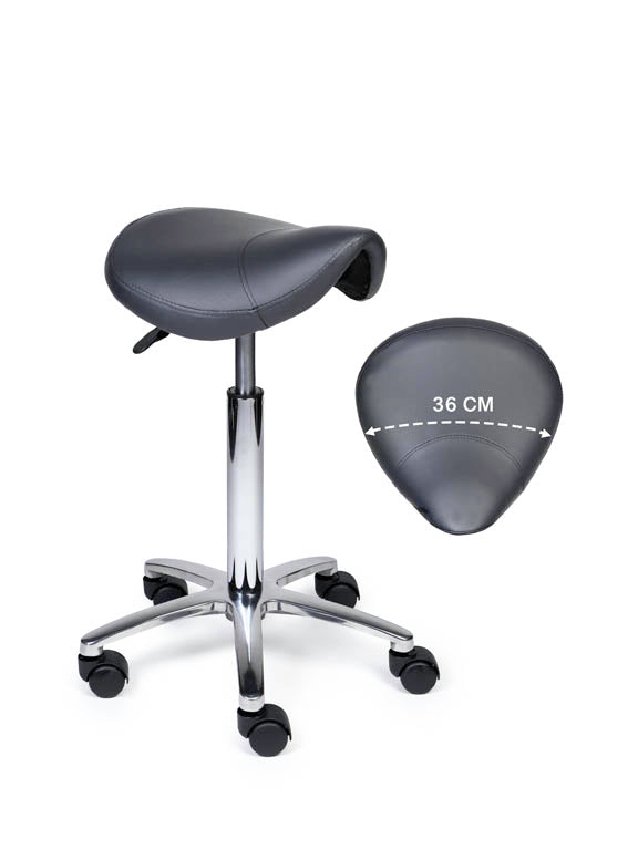 Ergonomischer Sattelhocker Kompakt Grau auf Rollen