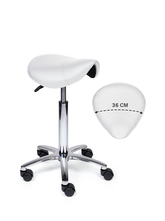 Ergonomischer Sattelhocker Kompakt Weiß auf Rollen