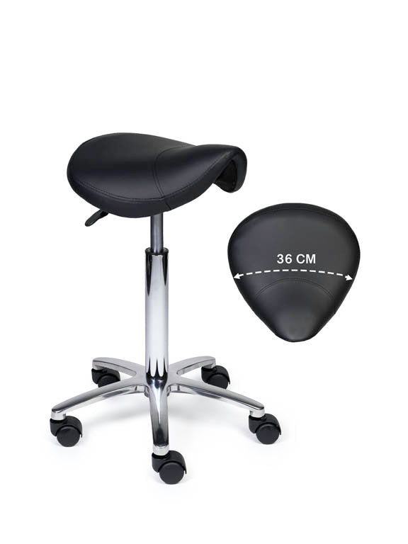 Ergonomischer Sattelhocker Kompakt Schwarz auf Rollen