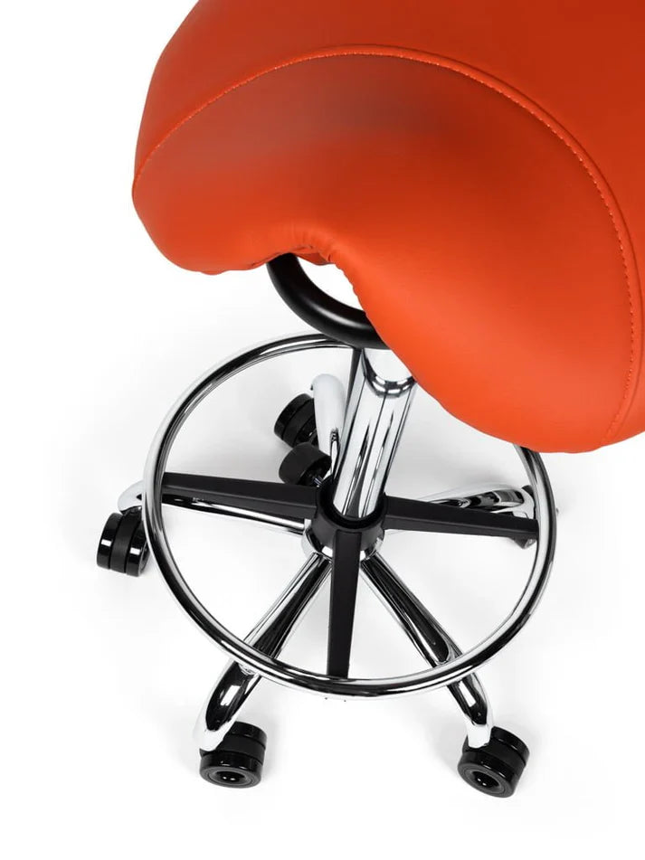 Friseurhocker Orange auf Rollen