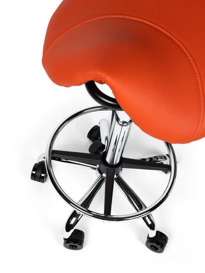 Friseurhocker Orange auf Rollen