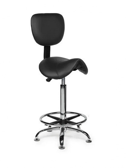 Ergonomischer Sattelhocker Schwarz mit Lehne auf Rollen