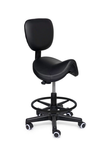 Comfort Sattelhocker mit Lehne Schwarz auf Rollen