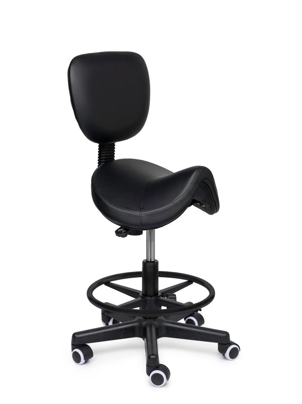 Comfort Sattelhocker mit Lehne Schwarz auf Rollen