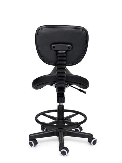 Comfort Sattelhocker mit Lehne Schwarz auf Rollen