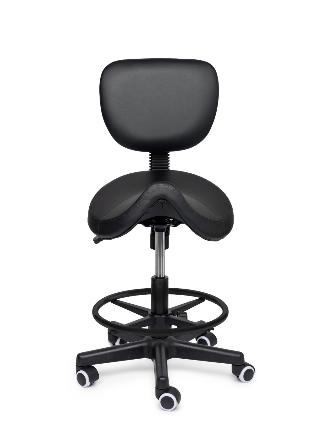 Premium Sattelhocker mit Lehne Schwarz Auf Räder