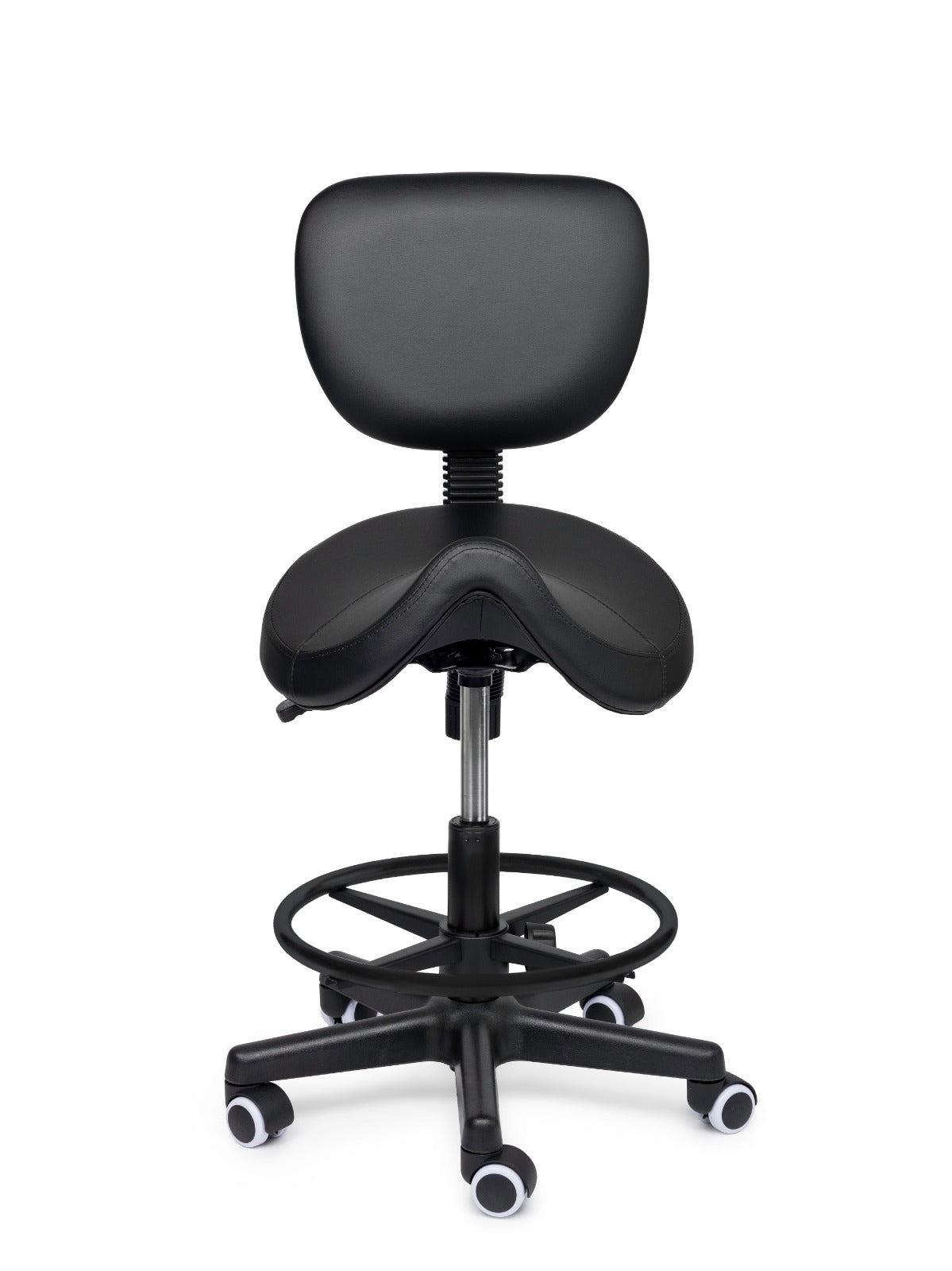 Comfort Sattelhocker mit Lehne Schwarz auf Rollen