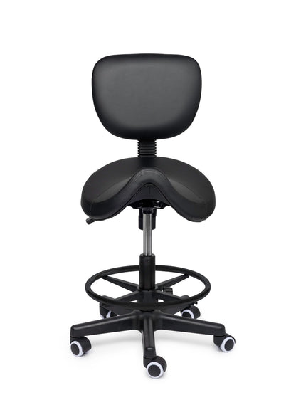 Comfort Sattelhocker mit Lehne Schwarz auf Rollen