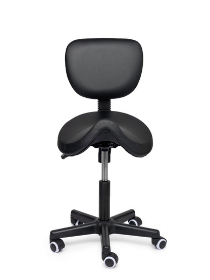 Comfort Sattelhocker mit Lehne Schwarz auf Rollen