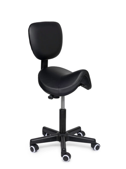 Comfort Sattelhocker mit Lehne Schwarz auf Rollen