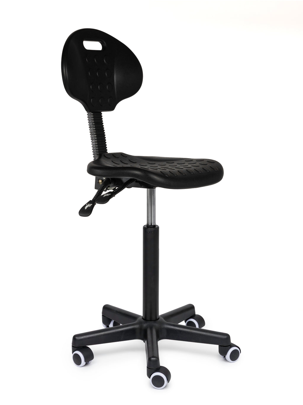 Ergonomisch Arbeitshocker Mit Lehne Auf Räder Schwarz