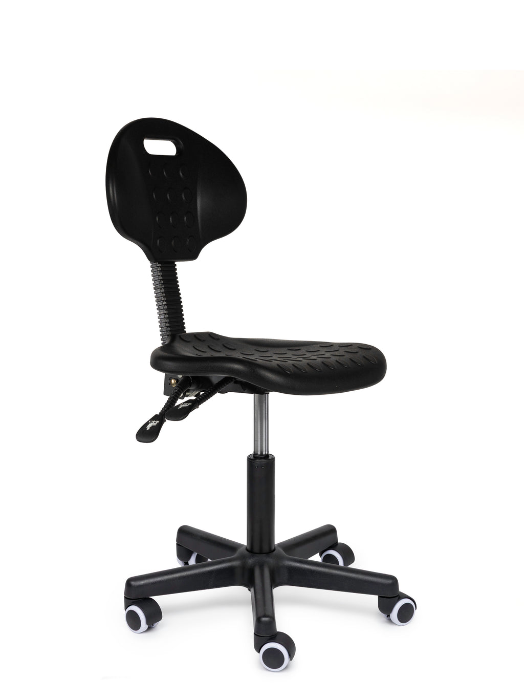 Ergonomisch Arbeitshocker Mit Lehne Auf Räder Schwarz