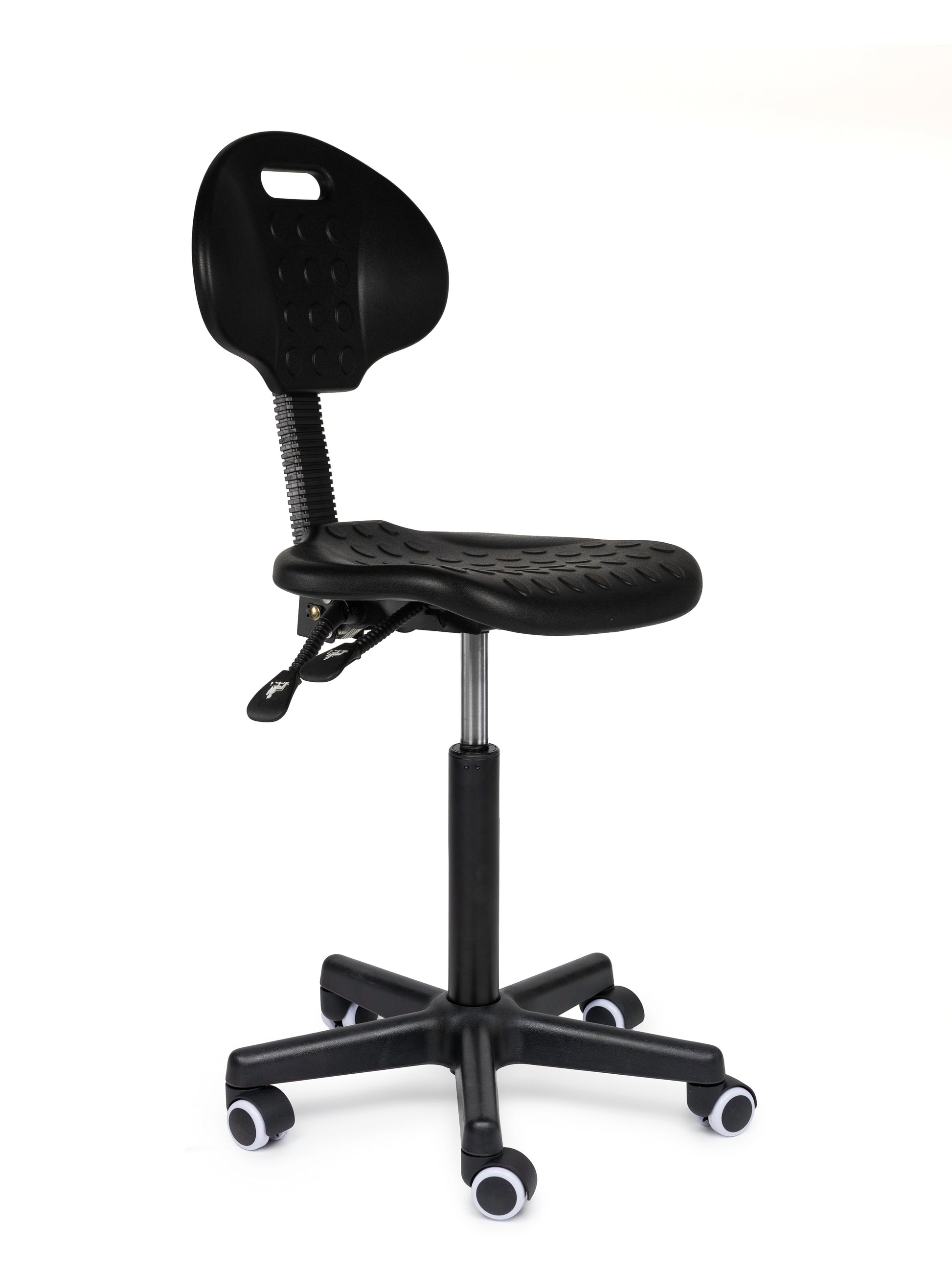 Ergonomisch Arbeitshocker Mit Lehne Auf Räder Schwarz